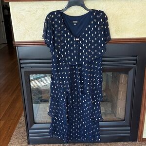 Elegant Navy Midi Dress with Ruffle Layers